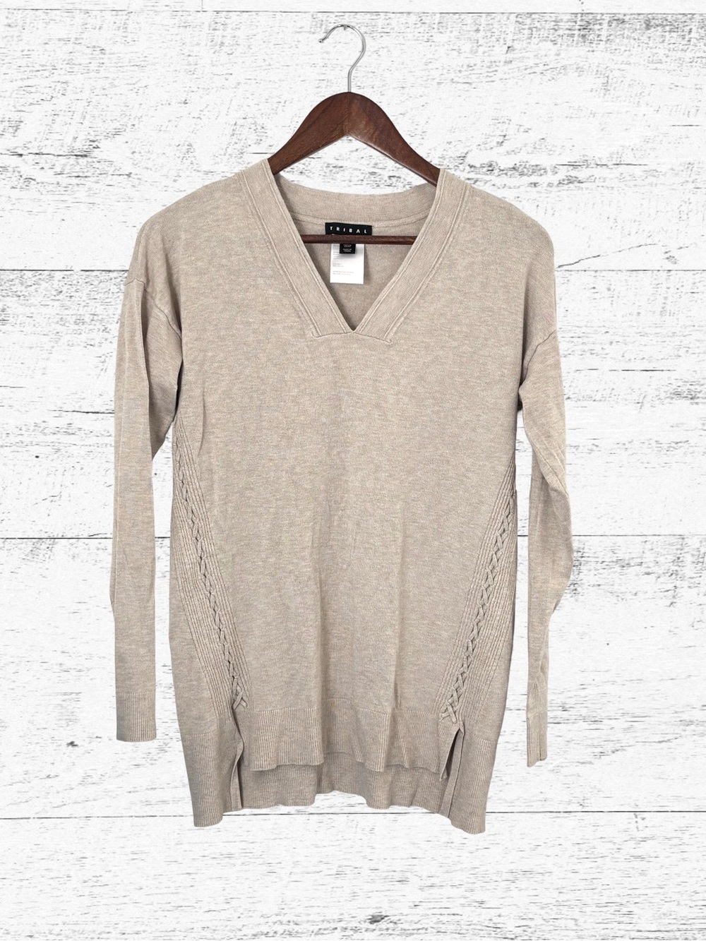 Tribal Women's V-Neck Sweater - Cream
